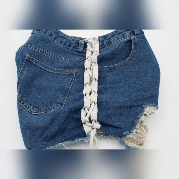 Womens Dark Wash Jean Shorts (26) - Picture 3 of 4